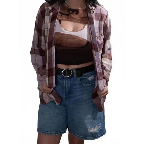 April 25th Flannels – Naruto Shadow Clone Upcycled Plaid Flannel | Eddie Bauer - Picture 6 of 7